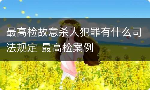 最高检故意杀人犯罪有什么司法规定 最高检案例