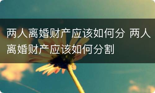 两人离婚财产应该如何分 两人离婚财产应该如何分割