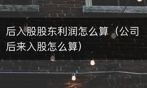 后入股股东利润怎么算（公司后来入股怎么算）