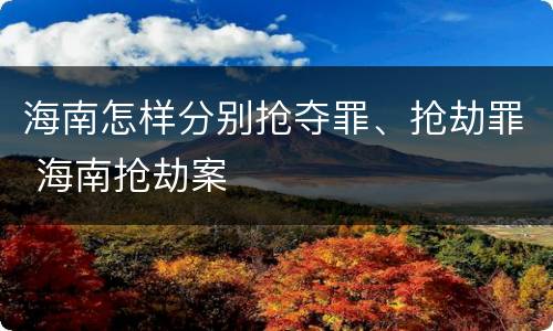 海南怎样分别抢夺罪、抢劫罪 海南抢劫案