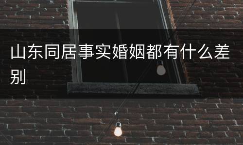 山东同居事实婚姻都有什么差别