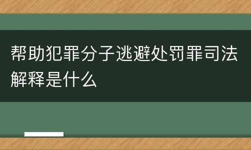 帮助犯罪分子逃避处罚罪司法解释是什么