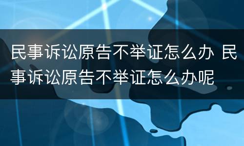 民事诉讼原告不举证怎么办 民事诉讼原告不举证怎么办呢