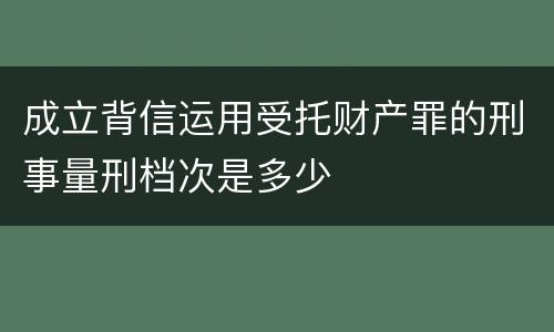成立背信运用受托财产罪的刑事量刑档次是多少