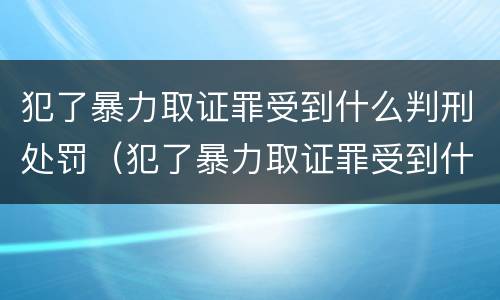 犯了暴力取证罪受到什么判刑处罚（犯了暴力取证罪受到什么判刑处罚多少钱）