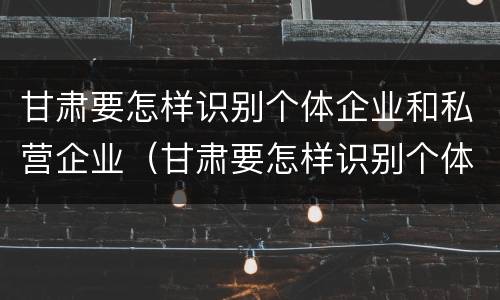 甘肃要怎样识别个体企业和私营企业（甘肃要怎样识别个体企业和私营企业名录）