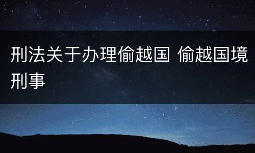 刑法关于办理偷越国 偷越国境刑事