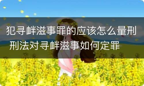 犯寻衅滋事罪的应该怎么量刑 刑法对寻衅滋事如何定罪
