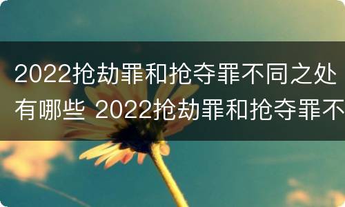 2022抢劫罪和抢夺罪不同之处有哪些 2022抢劫罪和抢夺罪不同之处有哪些区别
