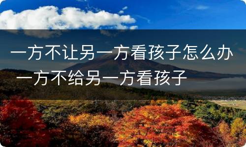 一方不让另一方看孩子怎么办 一方不给另一方看孩子