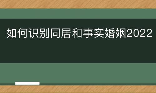如何识别同居和事实婚姻2022