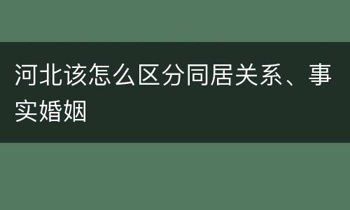 河北该怎么区分同居关系、事实婚姻