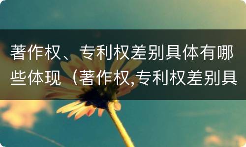 著作权、专利权差别具体有哪些体现（著作权,专利权差别具体有哪些体现形式）