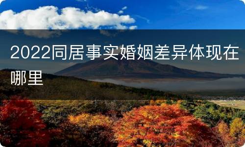 2022同居事实婚姻差异体现在哪里