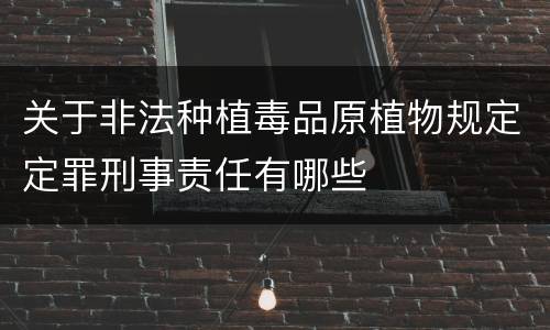 关于非法种植毒品原植物规定定罪刑事责任有哪些