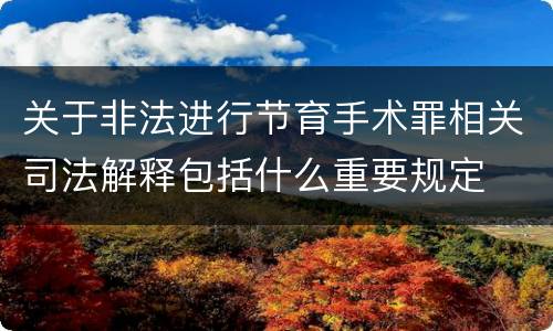 关于非法进行节育手术罪相关司法解释包括什么重要规定