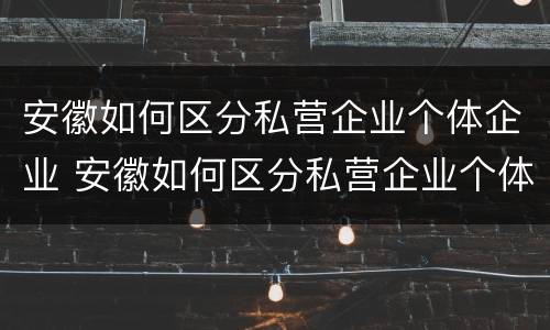 安徽如何区分私营企业个体企业 安徽如何区分私营企业个体企业和企业