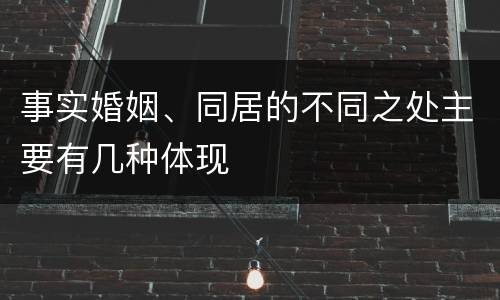 事实婚姻、同居的不同之处主要有几种体现