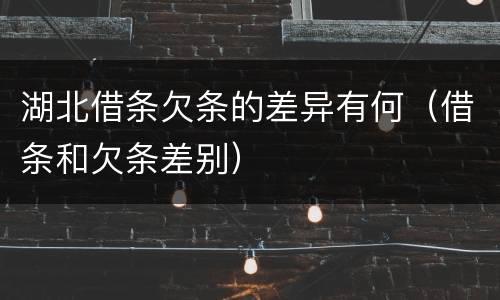 湖北借条欠条的差异有何（借条和欠条差别）