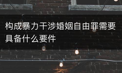 构成暴力干涉婚姻自由罪需要具备什么要件
