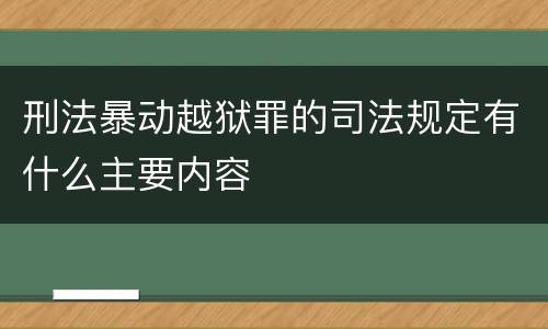 刑法暴动越狱罪的司法规定有什么主要内容