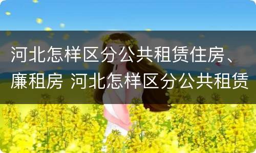 河北怎样区分公共租赁住房、廉租房 河北怎样区分公共租赁住房,廉租房和商品房
