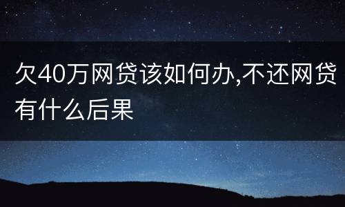 欠40万网贷该如何办,不还网贷有什么后果