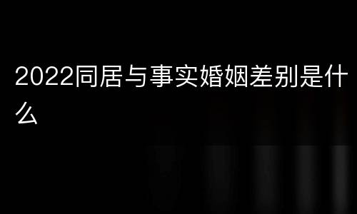 2022同居与事实婚姻差别是什么