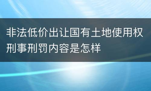 非法低价出让国有土地使用权刑事刑罚内容是怎样