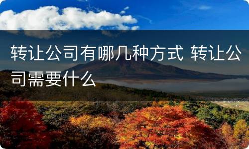 转让公司有哪几种方式 转让公司需要什么