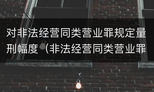 对非法经营同类营业罪规定量刑幅度（非法经营同类营业罪数额特别巨大标准）