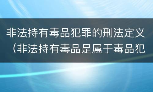 非法持有毒品犯罪的刑法定义（非法持有毒品是属于毒品犯罪吗）