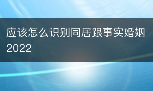 应该怎么识别同居跟事实婚姻2022