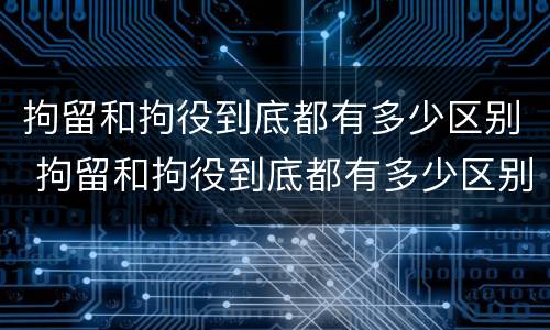 拘留和拘役到底都有多少区别 拘留和拘役到底都有多少区别呢