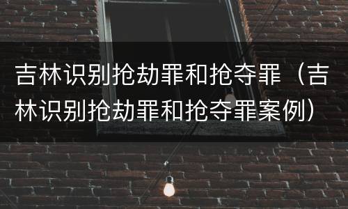 吉林识别抢劫罪和抢夺罪（吉林识别抢劫罪和抢夺罪案例）