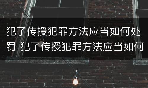 犯了传授犯罪方法应当如何处罚 犯了传授犯罪方法应当如何处罚他人