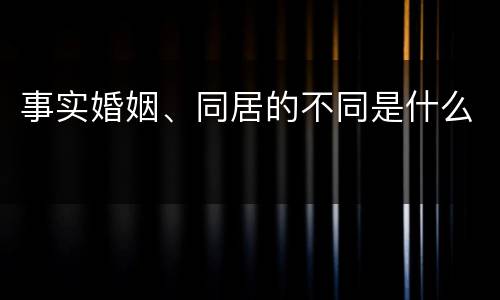 事实婚姻、同居的不同是什么
