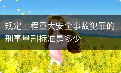 规定工程重大安全事故犯罪的刑事量刑标准是多少