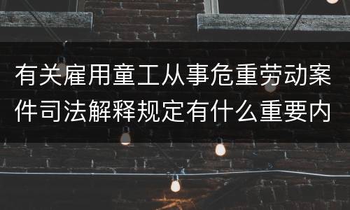 有关雇用童工从事危重劳动案件司法解释规定有什么重要内容