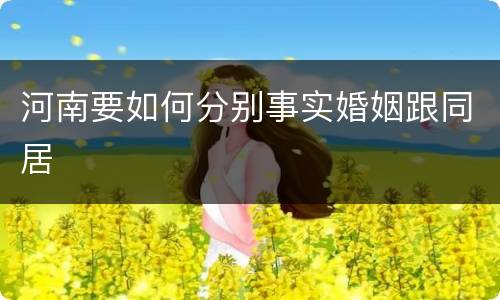 河南要如何分别事实婚姻跟同居
