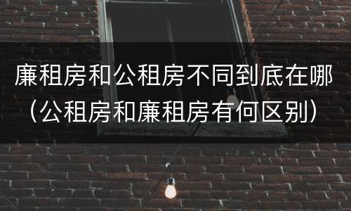 廉租房和公租房不同到底在哪（公租房和廉租房有何区别）