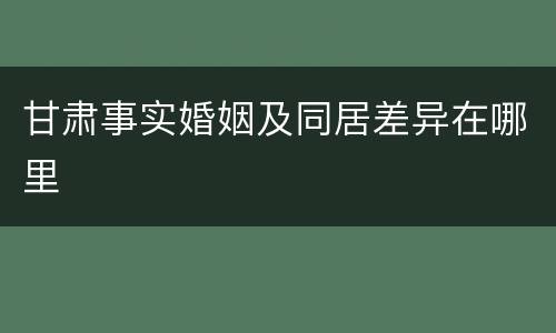 甘肃事实婚姻及同居差异在哪里