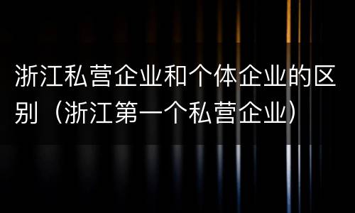 浙江私营企业和个体企业的区别（浙江第一个私营企业）