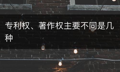 专利权、著作权主要不同是几种