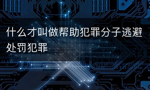 什么才叫做帮助犯罪分子逃避处罚犯罪