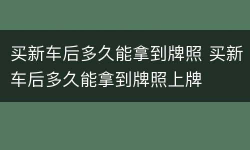 买新车后多久能拿到牌照 买新车后多久能拿到牌照上牌