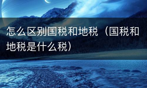 怎么区别国税和地税（国税和地税是什么税）