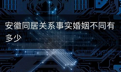 安徽同居关系事实婚姻不同有多少