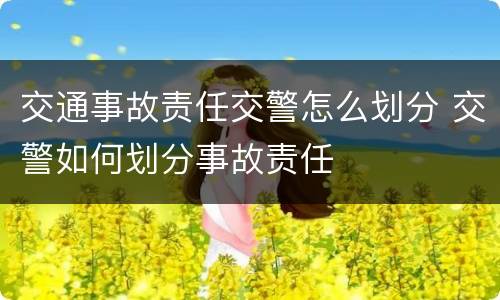 交通事故责任交警怎么划分 交警如何划分事故责任