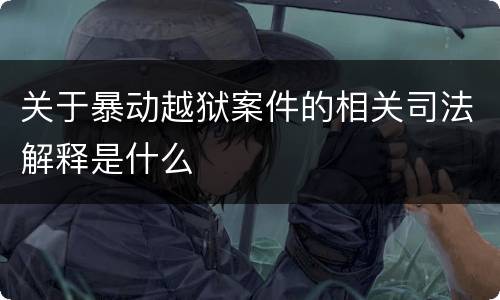 关于暴动越狱案件的相关司法解释是什么